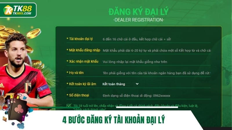4 bước đăng ký tài khoản đại lý