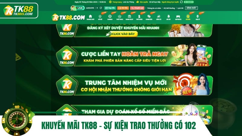 Khuyến mãi TK88 - Sự kiện trao thưởng có 102